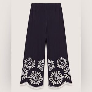 Maje Embroidered Wide-Leg Trousers 38